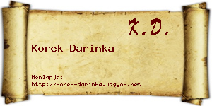 Korek Darinka névjegykártya
